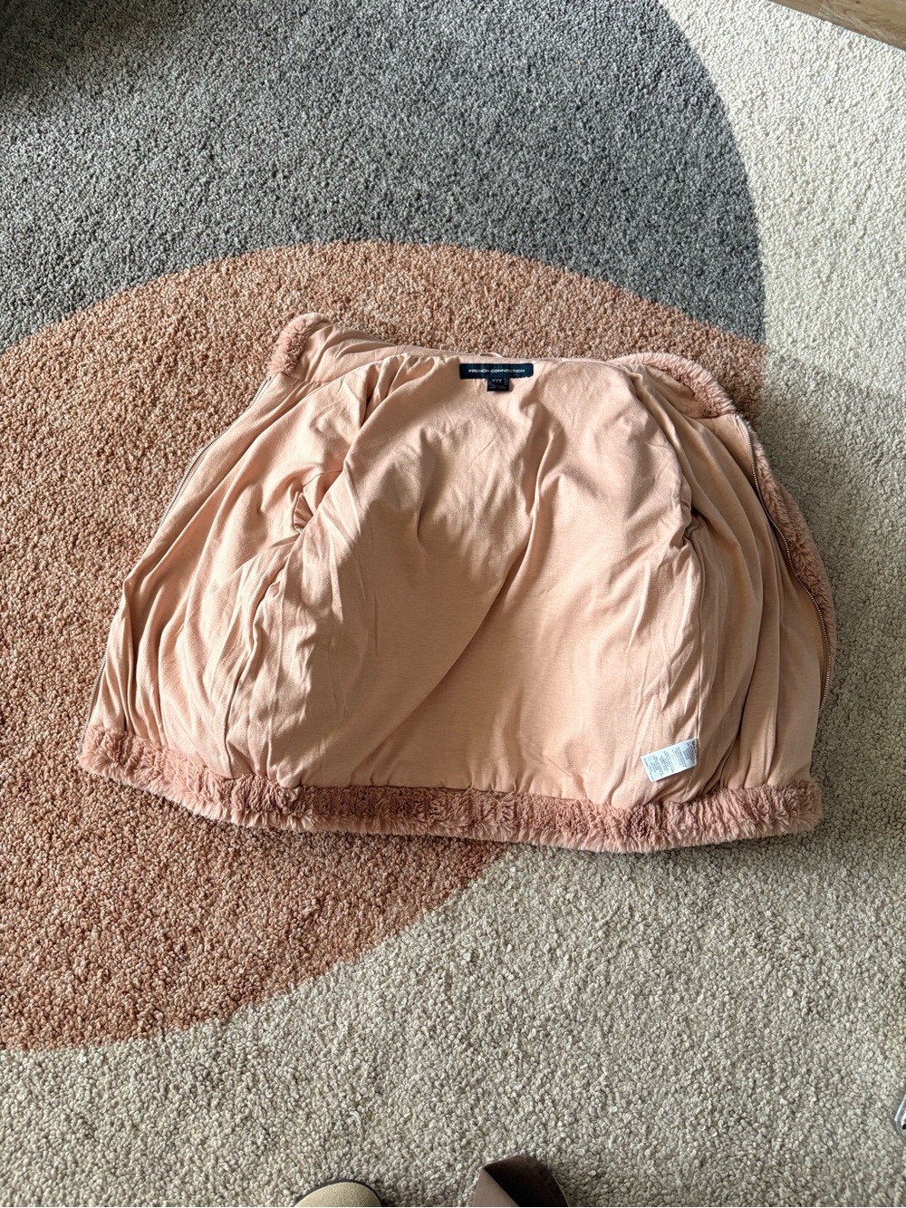 French Connection Y2K Cropped Teddy Hoodie Jacket 6 Hygge Boho Autumn #streetwea - Picture 7 of 7